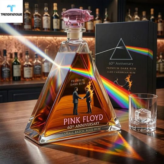 Pink Floyd 60Th Anniversary Limited Edition Dark Rum Whiskey Bottle Decanter