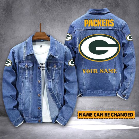 Green Bay Packers Personalized Distressed Denim Jacket
