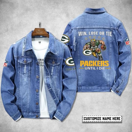 Green Bay Packers Personalized Distressed Denim Jacket