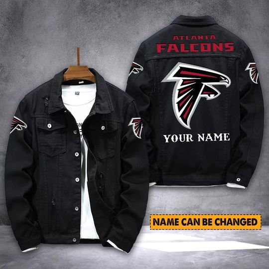Atlanta Falcons Personalized Distressed Denim Jacket