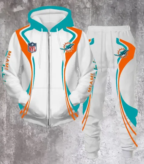 Miami Dolphins Hoodie Jogger Set, Gift For Him, Football Lover, Father's Day Gift Idea