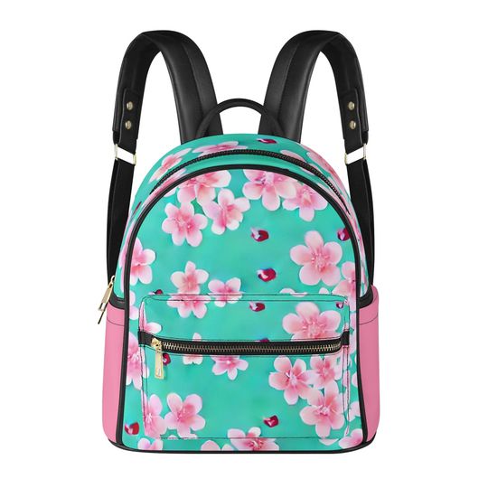 Cherry Blossom Mint Pink PU  Mini Backpack