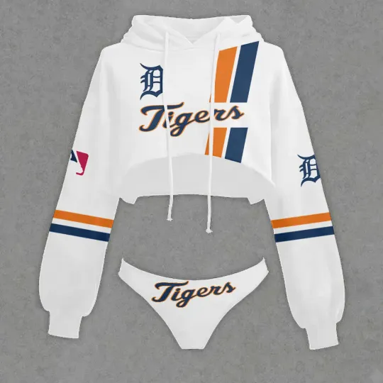Detroit Tigerss Cropped Hoodie & Bottom Set