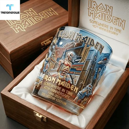 Iron Maiden Somewhere In Time 40Th Anniversary Whiskey Glass