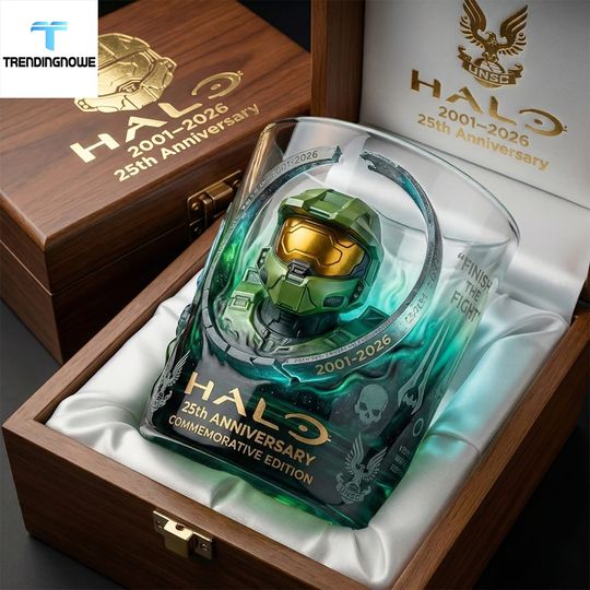 Official Halo 25Th Anniversary Master Chief Commemorative Whiskey Glass