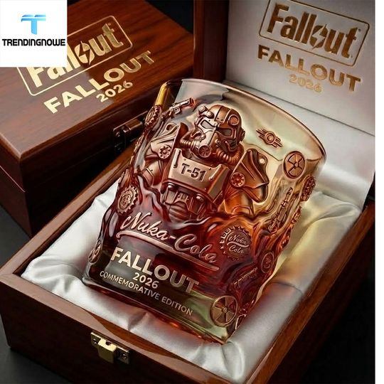 Falllout 2026 Commemorative T51 Power Armor And Nuka Cola Opaque Whiskey Glass