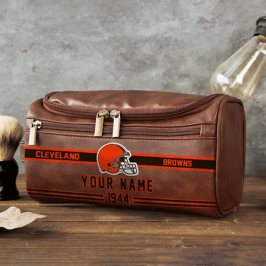 football Cleveland Browns Toiletry Bag - Gift For Him, Father, Grandpa - Father's Day Gift Idea