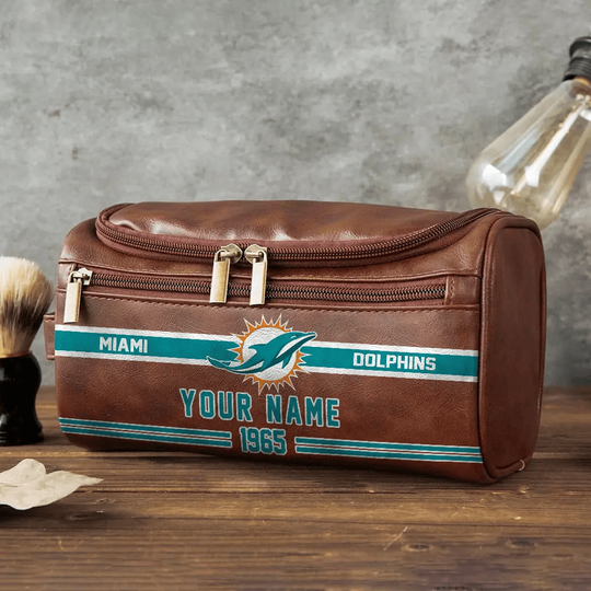 football Miami Dolphins Toiletry Bag - Gift For Him, Father, Grandpa - Father's Day Gift Idea