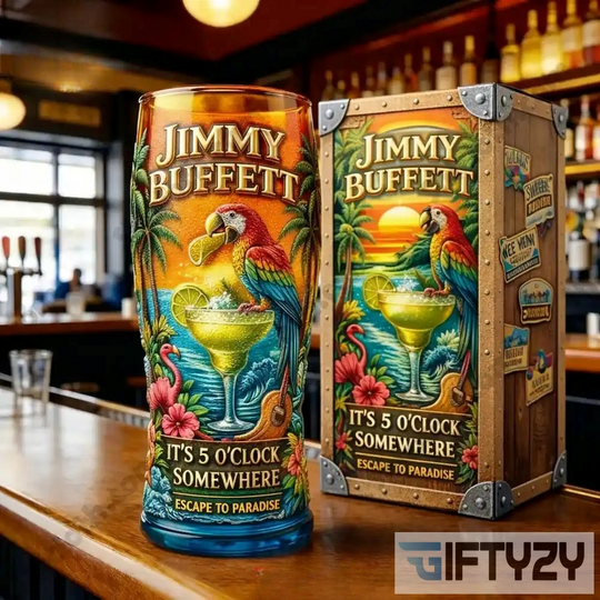 Jimmy Buffett Music Legend Its 5 Oclock Somewhere Tropical Beer Pint Glass