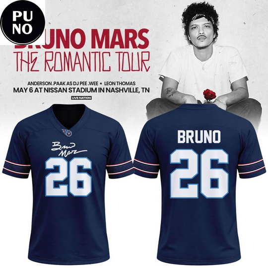 Tennessee Titans x Bruno Mars The Romantic Tour 2026 Football Jersey