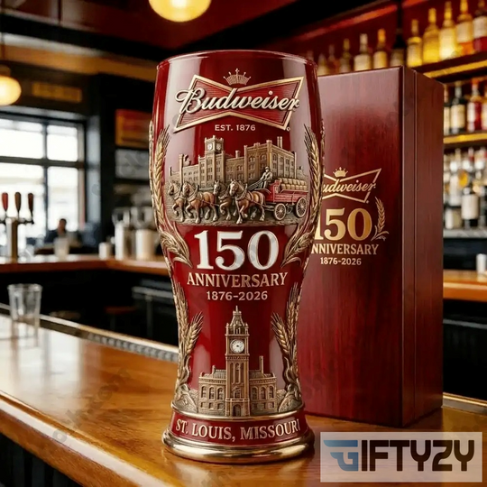 The Budweiser 150Th Anniversary Heritage Beer Pint Glass