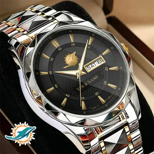 Custom Miami football Team Dolphins Watch For Men