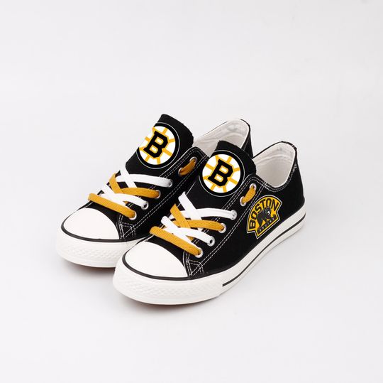 Boston Bruins Sneakers, Team Cheer Plimsolls, Hockey Fan Footwear, Unisex Athletic Shoes
