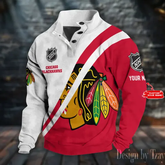 Chicago Blackhawkss Double Breasted Stand Collar Sweatshirt DV12
