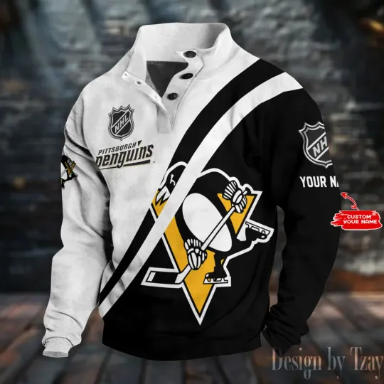 Pittsburgh Penguinss Double Breasted Stand Collar Sweatshirt DV12