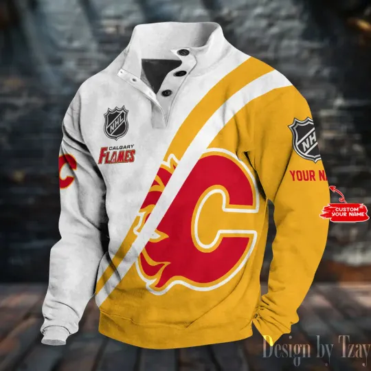 Calgary Flamess Double Breasted Stand Collar Sweatshirt DV12