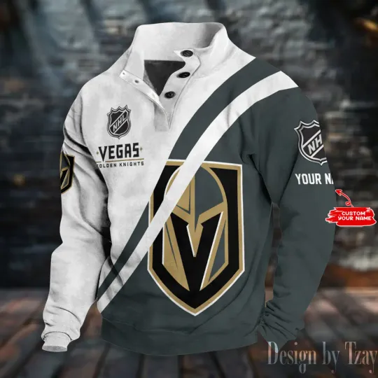 Vegas Golden Knightss Double Breasted Stand Collar Sweatshirt DV12