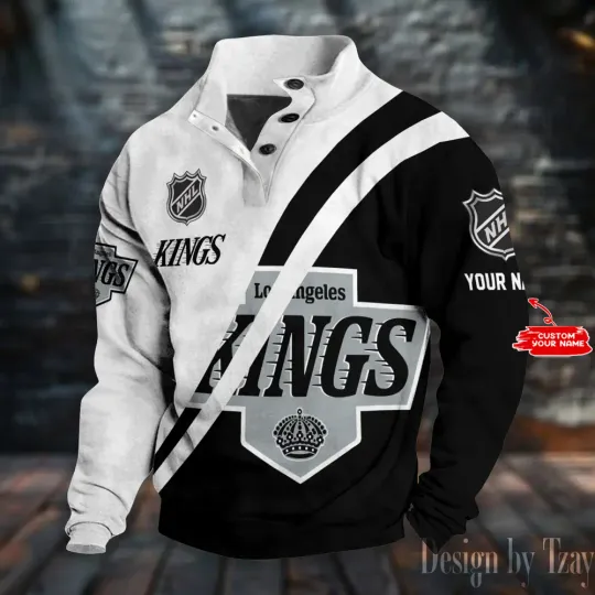 Los Angeles Kingss Double Breasted Stand Collar Sweatshirt DV12