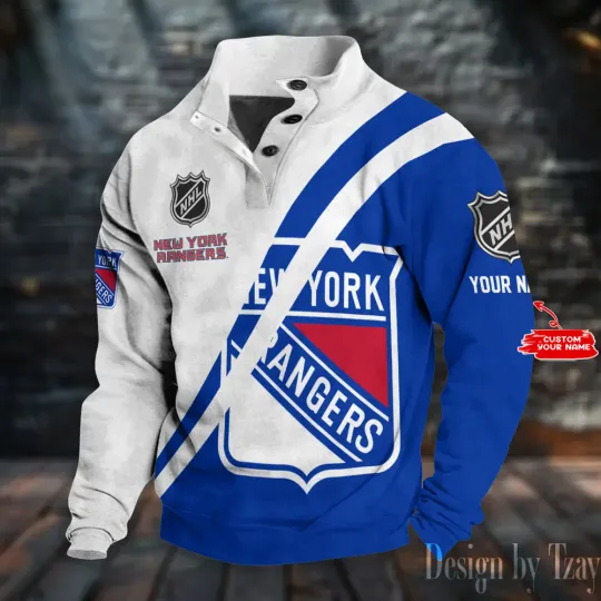 New York Rangerss NHL Double Breasted Stand Collar Sweatshirt DV12