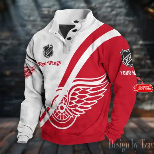 Detroit Red Wingss Double Breasted Stand Collar Sweatshirt DV12