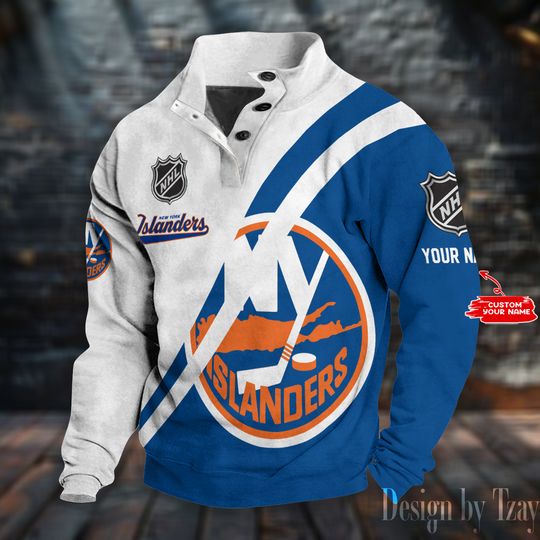 New York Islanderss Double Breasted Stand Collar Sweatshirt DV12