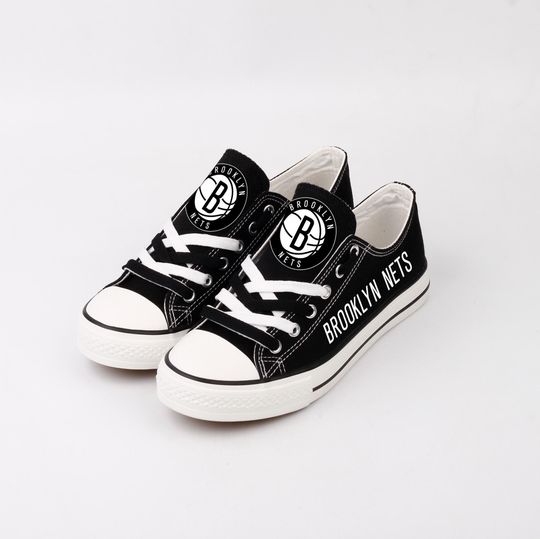 Basketball Fan Low Top Sneakers, Brooklyn Nets Plimsolls, Game Day Shoes, Cheer Team Gift