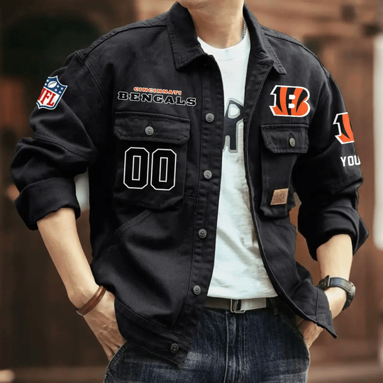 Cincinnati Bengals Men's Denim Autumn Jacket