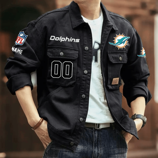 Miami Dolphins Men's Denim Autumn Jacket