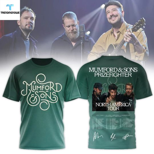Mumford And Sons Prizefighter North America Tour 2026 Green Shirt