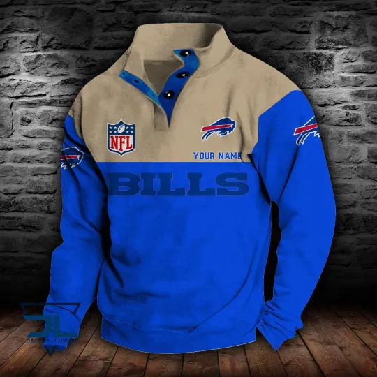 Buffalo Billss Double Breasted Stand Collar Hoodie S9DBSCH004
