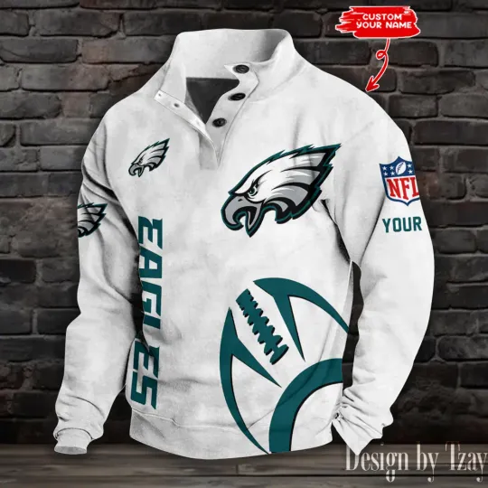 Philadelphia Eagless football Half Button Long Sleeve Hoodie S9DBSCH1532