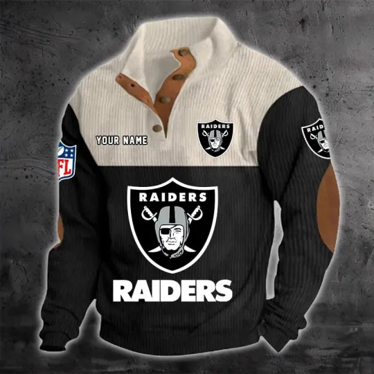 Las Vegas Raiderss Color Block Stand Collar Sweatshirt
