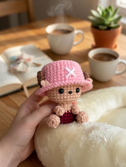 Chopper Crochet Plush, One Piece Crochet Doll, Anime Amigurumi Plush, Cute Handmade Chopper Toy, Anime Gift