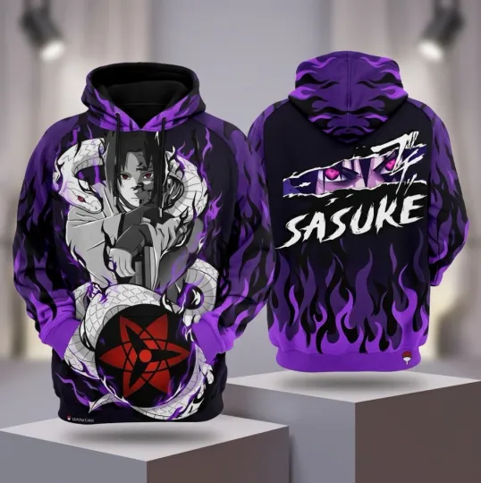 Anime Narutoo Sasuke Uchiha Snake 3D Print Men Pullover Hoodie