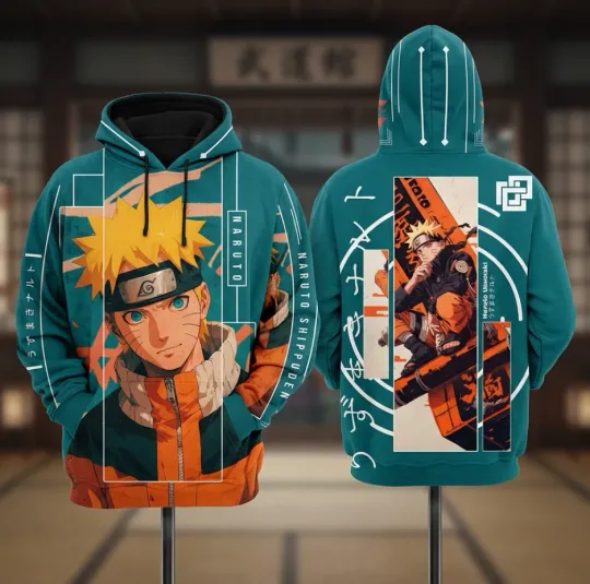 Anime Narutoo Shippuden Uzumaki 3D Print Men Pullover Hoodie