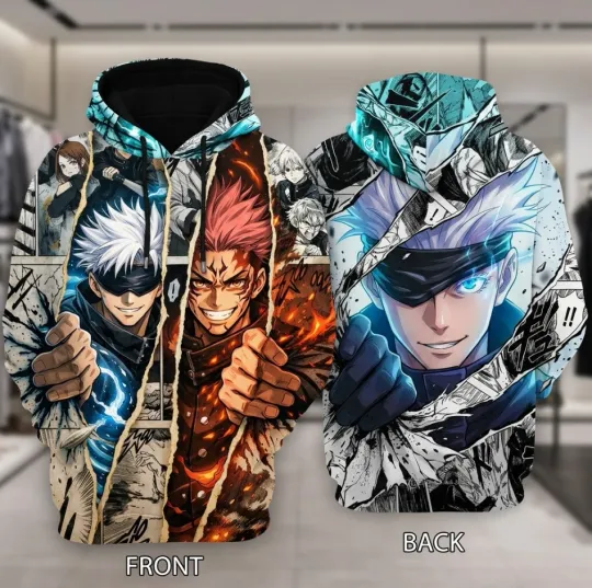 Jujutsu Satoru Gojo Sukuna Anime 3D Print Hoodie Mens Pullover