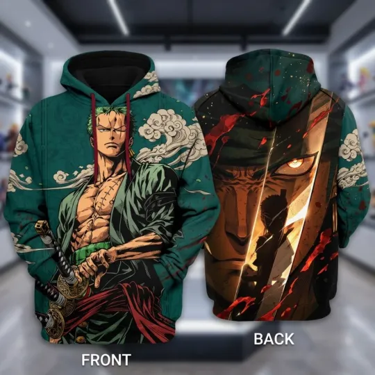 One Piece Roronoa Zoro Anime 3D Print Hoodie Men Graphic Pullover