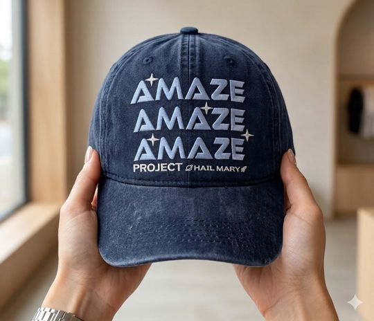 Embroidered Amaze Amaze Amaze Hat, Embroidery Sci-Fi Baseball Cap, Funny Space Hat, Book Lovers Gift, Project Hail Mary Hat, Rocky Inspired