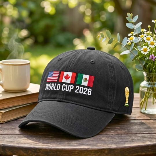 Embroidered World Cup 2026 USA Soccer Cap, Washed Cotton Game Day Hat