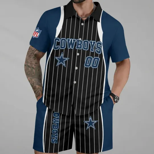 Personalized Dallas Cowboys Hawaiian Button-Up Shirt and Shorts Set