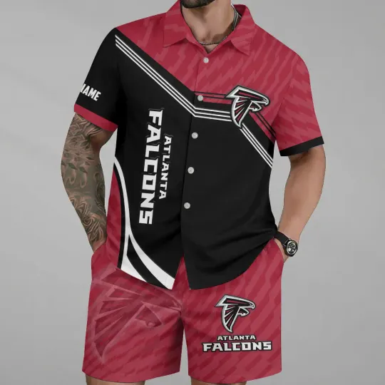 Personalized Atlanta Falcons Button-Up Hawaiian Shirt and Shorts Set