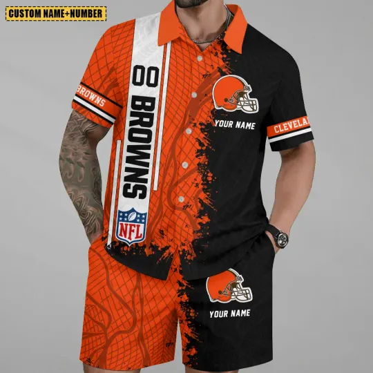 Personalized Cleveland Browns Hawaiian Shirt and Shorts Set
