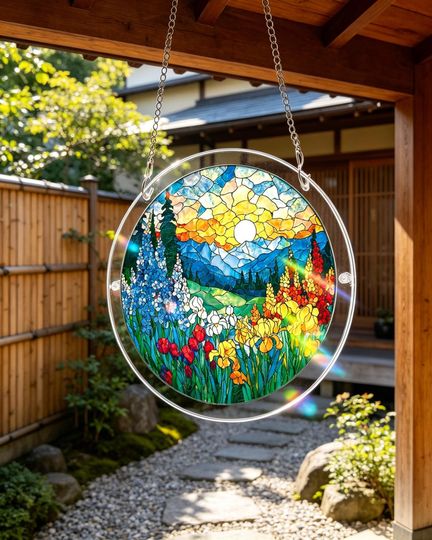 Acrylic Puzzle Suncatcher 83 Pieces, Dawn Blossom Sea Sun Catchers Puzzle, DIY SunCatchers Puzzles Window Hanging, Home & Garden Decor