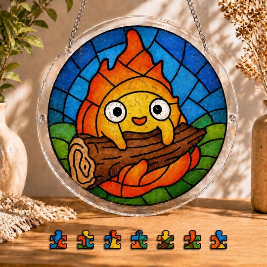 Anime Lover Acrylic Puzzle DIY Suncatcher Kit, Japanese Inspired DIY Window Hanging, Creative Gift Friends,Kids Room Decor, Birthday Gift
