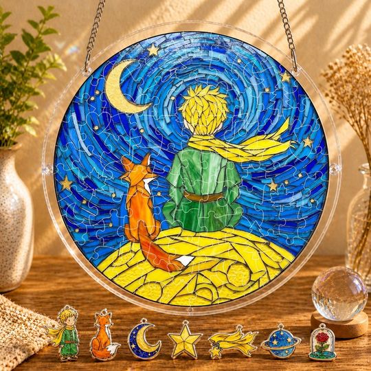 Little Prince Book Suncatcher Puzzle DIY Kit, Acrylic Rainbow Window Decor for Kids and Book Lovers, Whimsical Reading Gift