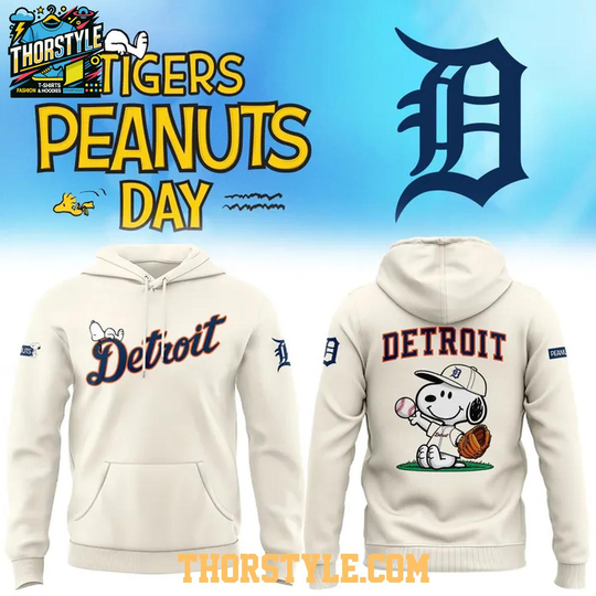 Detroit Tigers Peanuts Night 2026 All White Game Hoodie