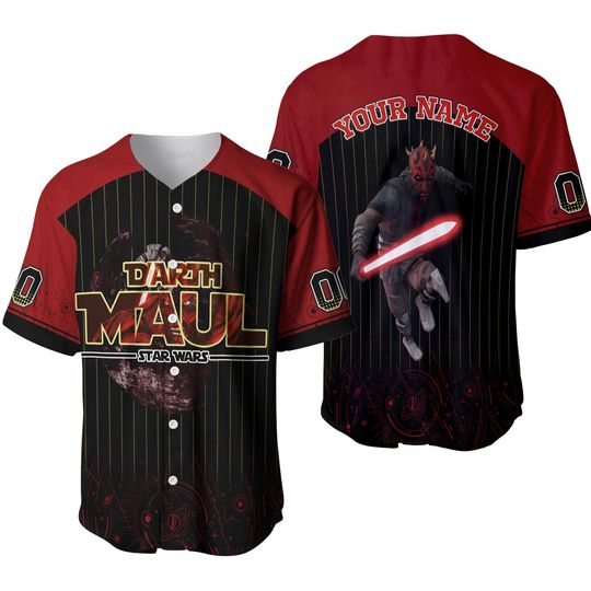 Custom Star Wars Darth Maul DarkRed Baseball Jersey, Star Wars Darth Baseball Jersey