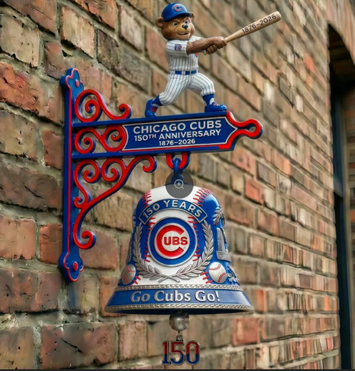 Chicago Cubs 150th Anniversary Wall Bell, Baseball Fan Gift
