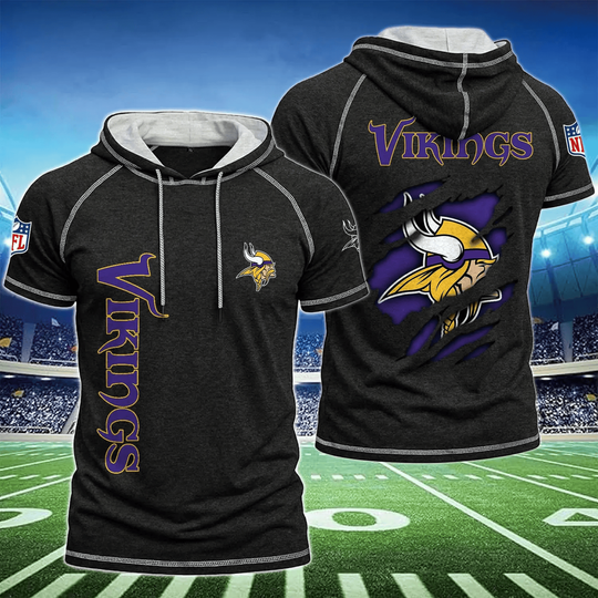 Minnesota Vikings Men's Hooded Short-Sleeve T-Shirt