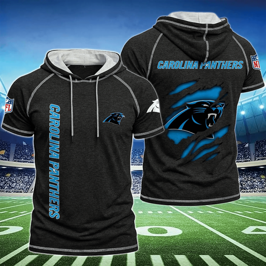 Carolina Panthers Men's Hooded Short-Sleeve T-Shirt